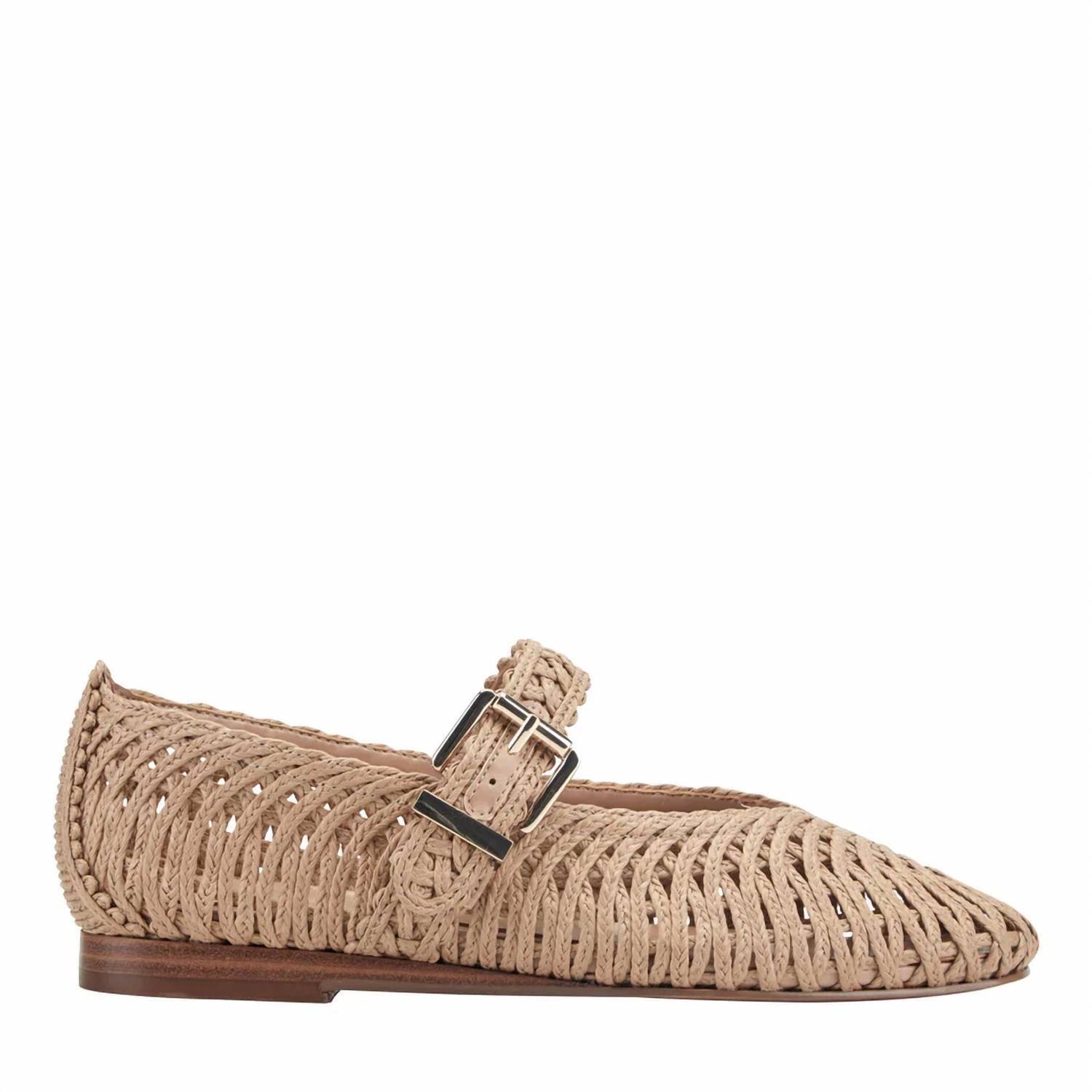 New Marc Fisher Women's Emillia Woven Mary Jane Flat In Light Natural